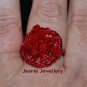 Red Nest Ring with Swarovski Crystals