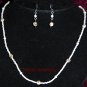 White Cloisonne and Swarovski Set of Necklace and Earrings