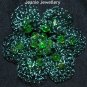 Green Crochet Flower Brooch