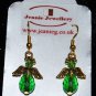 Green Angel Earrings with Crystal Beads