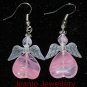 Pink Angel Earrings with Czech Glass Beads