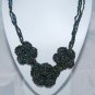 Black Multicolour Crochet Flower Necklace