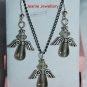 Set of Grey Angels Pendant and Earrings