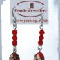 Red Crystal and Cloisonne Earrings