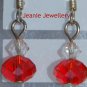 red and transparent Swarovski and Chinese Crystal Earrings
