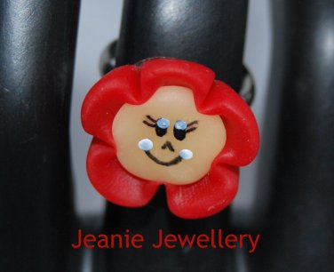 Red Flower (Biscuit) Ring