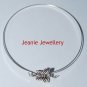 Silver plated Bangle with Tibetan Silver Style butterfly side