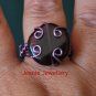 Purpe Wire Wrap Ring with purple Czech Glass Bead