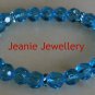 Light Blue Glass Bead Bracelet with Rhinestone