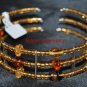 Brown Memory Wire Bracelet with Czech Glass Beads