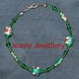 Green Cloisonne Beads and seed beads Bracelet