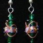 Green Venetian Glass Bead earrings
