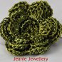 Olive Green Flower Brooch and Hair Clip