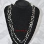 Black Necklace made with Glass Beads and Round Silver Plated Chain