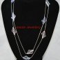 Pink and Purple Necklace made with Acrylic Beads and Silver Plated Chain