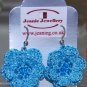Blue crochet flower earring