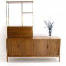 Mid Century Tambour Walnut Credenza Bar Etagere Danish
