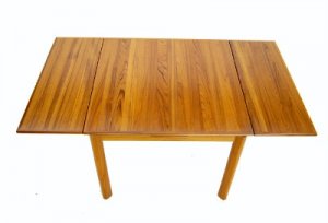 Danish Mid Century Modern Teak Square Dining Table 2 Leafs Near Mint
