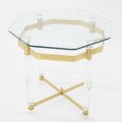 Mid Century Italian Modern Occasional Side End Table Lucite Brass Glass