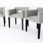 Set 3 Contemporary Custom Small Profile Cube Arm Office Genuine Leather Chairs