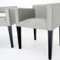 Set 3 Contemporary Custom Small Profile Cube Arm Office Genuine Leather Chairs