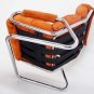 Mid Century Modern Tubular Chrome Suede Upholstery Lounge Chair Ottoman Bauhaus