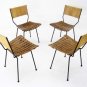 Mid Century Modern 4 Arthur Umanoff Wire Frame Rush Back Slot Wood Seats Chairs