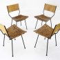 Mid Century Modern 4 Arthur Umanoff Wire Frame Rush Back Slot Wood Seats Chairs