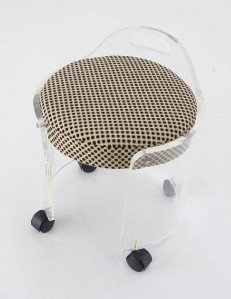 Mid Century Modern Lucite Bench Stool New Upholstery.
