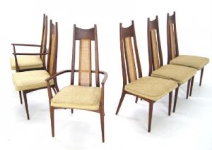 Set of 6 Mid Century Modern Walnut Dining Chairs Adrian Pearsall New Upholstery.