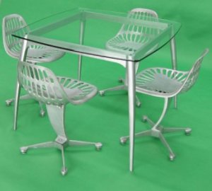 Mid Century Modern Industrial Dining Table 4 Chairs Eames era