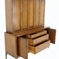 2 Part Mid Century Danish Modern Breakfront Sideboard Credenza Cabinet Walnut