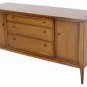 2 Part Mid Century Danish Modern Breakfront Sideboard Credenza Cabinet Walnut