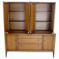 2 Part Mid Century Danish Modern Breakfront Sideboard Credenza Cabinet Walnut