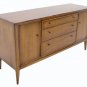 2 Part Mid Century Danish Modern Breakfront Sideboard Credenza Cabinet Walnut