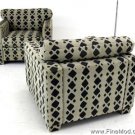 Pair of Printed Suede Leather Club Chairs Mid Century