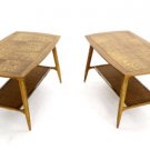 Pair of Blonde Burl Wood End Tables Mid Century Modern