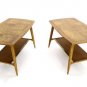 Pair of Blonde Burl Wood End Tables Mid Century Modern