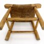 Vintage Antique Rush Seat Wood Primitive Bench Foot Stool Ottoman