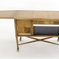 Mid Century Modern Burl Wood Drop leaf Cart on Wheels Sideboard Server
