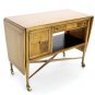 Mid Century Modern Burl Wood Drop leaf Cart on Wheels Sideboard Server