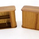 Pair of Danish Modern Tambour Doors Teak CD Storage Racks Cabinets