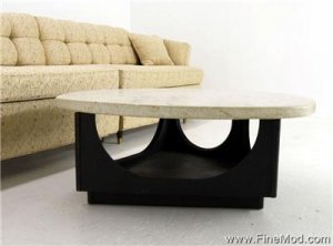 Harvey Probber Travertine Top Mid Century Modern Coffee Table