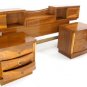 Danish Mid Century Modern Walnut Dresser Chest Nightstands Headboard Bedroom