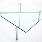 Mid Century Modern Stainless Steel Glass Parallel Bar Leg Desgin Coffee Table