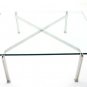 Mid Century Modern Stainless Steel Glass Parallel Bar Leg Desgin Coffee Table