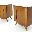 Pair of Danish Mid Century Modern Walnut Nightstands End Tables Cabinets