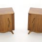 Pair of Danish Mid Century Modern Walnut Nightstands End Tables Cabinets