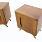 Pair of Danish Mid Century Modern Walnut Nightstands End Tables Cabinets