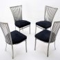 Set of 4 Contemporary Modern Fan Back Polished Steel Dining Chairs
